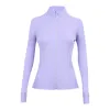 Custom-made pure cotton short T-shirt with a light purple long-sleeved zipper sports jacket advertisement shirt Item Picture